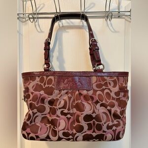 Vintage Coach Signature Brown and Pink Tote